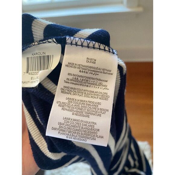 BCBGMAXAZRIA Skirt Karolin BCBG Max Azria Striped Long White Blue Medium - Picture 5 of 6